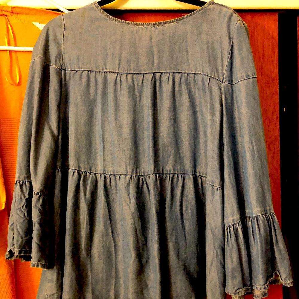 Denim peasant shirt